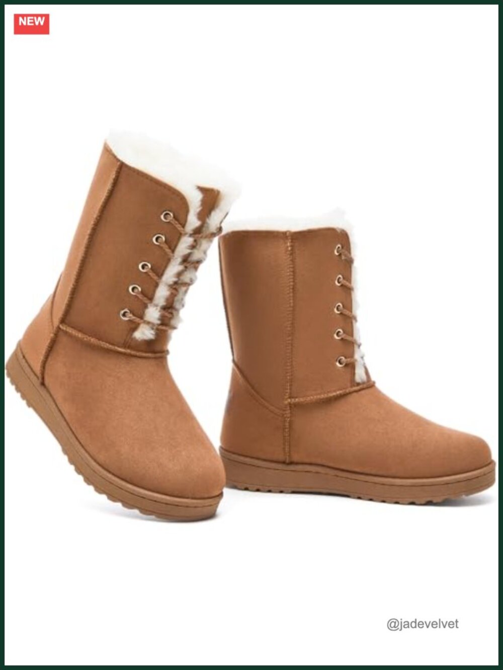 Womens Winter Snow Boots Fuzzy Fur Lined Faux Suede Mid Calf
